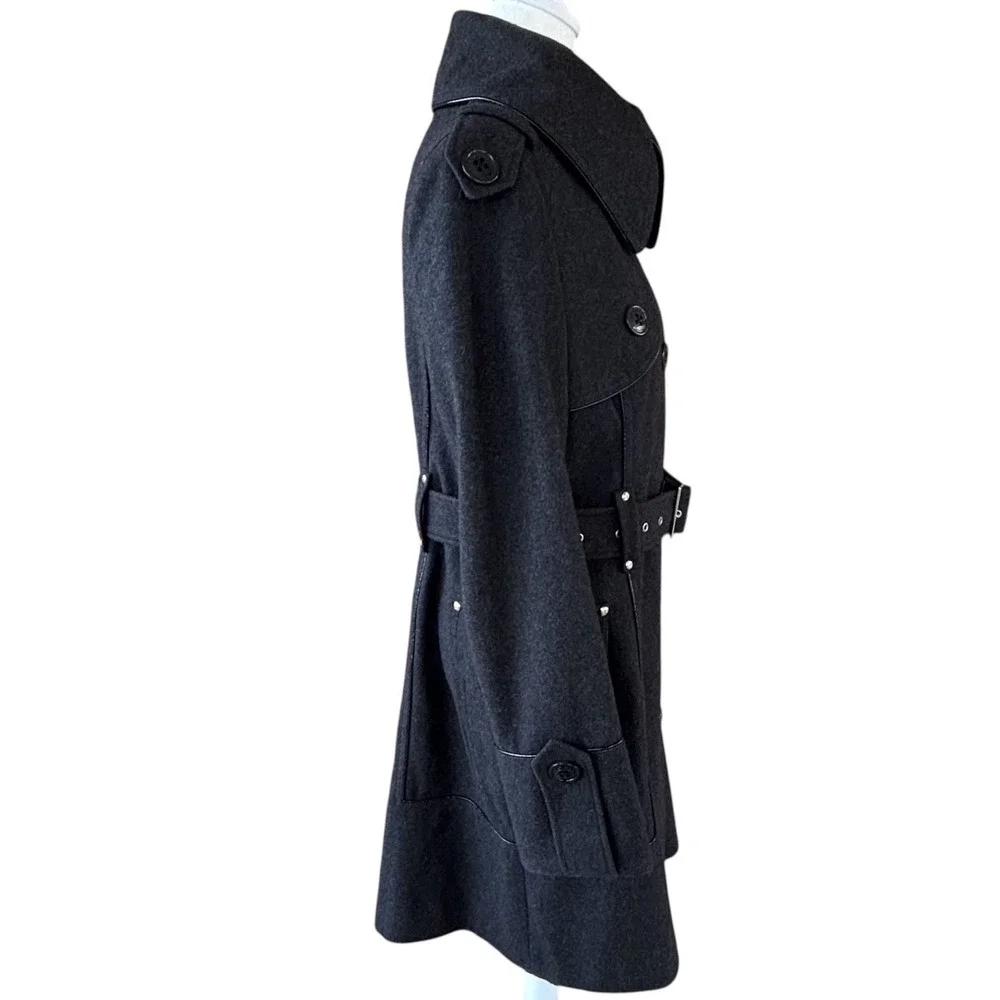 Miss Sixty M60 Wool Blend Double Breasted Peacoat Trenchcoat Dark Grey Womens‎ M